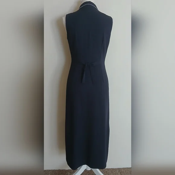 Donna Ricco New York Vintage Petite Navy Blue Sleeveless Button Down Dress - Picture 4 of 7